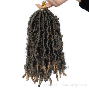 Wholesale Price Synthetic Butterfly Locs Hair Pre Looped Black Color Distressed Locs Crochet Hair Dread Hard Butterfly Locs Hair